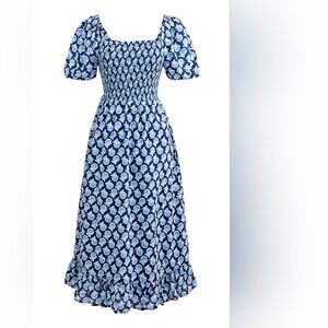 J. Crew Factory Women's Smocked Midi Dress With Puff Sleeves